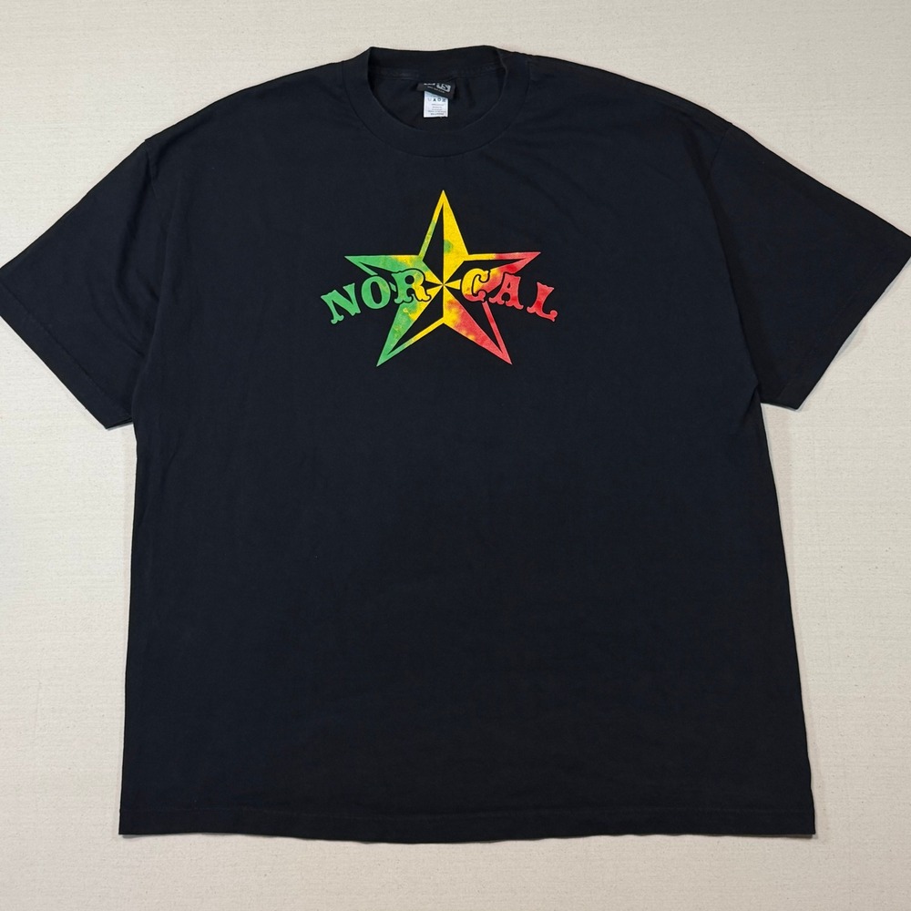 Nor Cal Rasta Star Graphic T-Shirt Mens 2XL Black Short Sleeve Cotton Tee